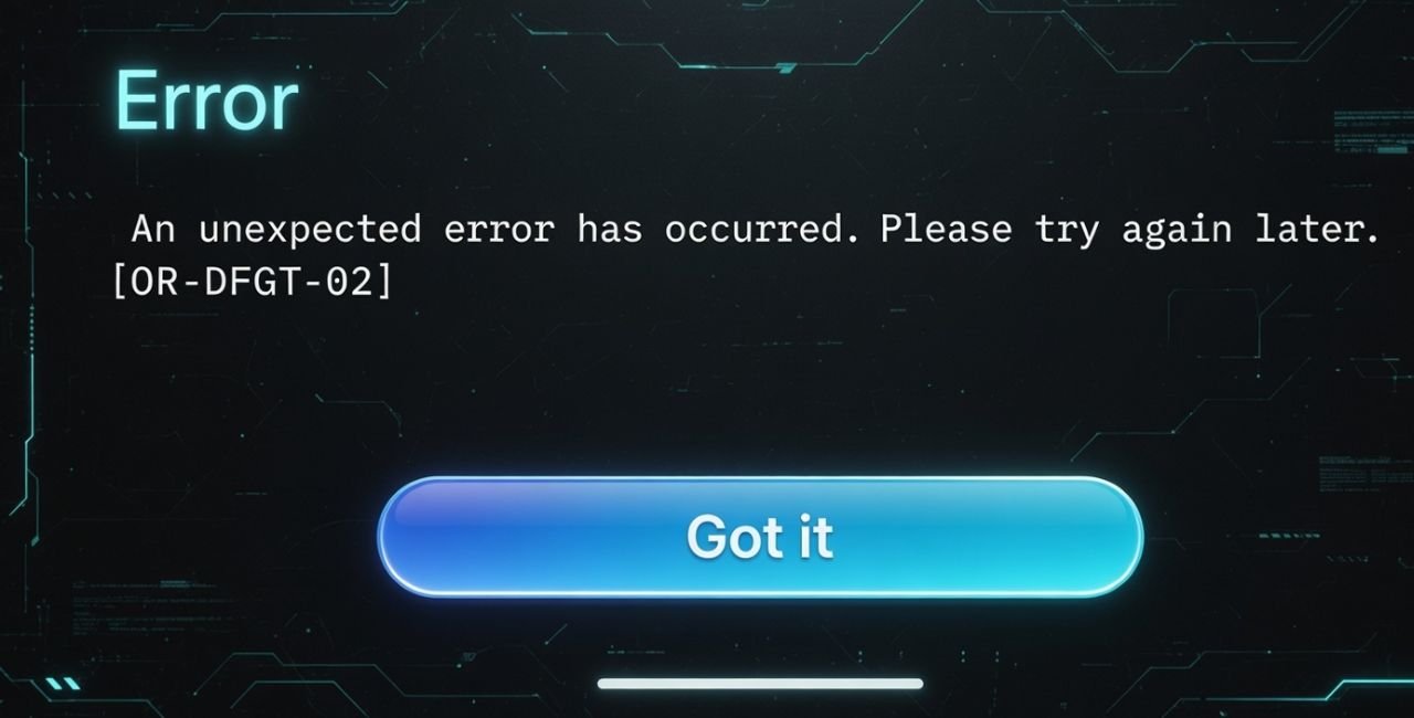 Common Causes of an unexpected error has occurred. please try again later. [or-cadut-07]