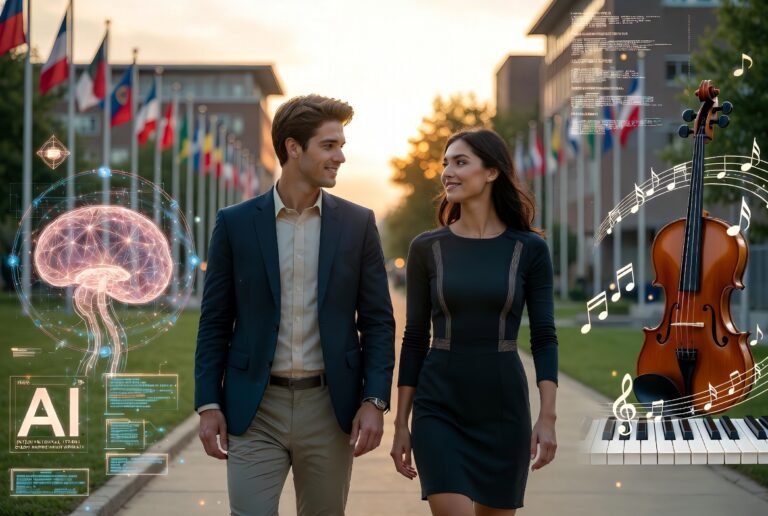 Study Abroad AI Technology Workplace Styling Classical Music for Global Career Success and Innovation study abroad ai technology workplace styling classical music